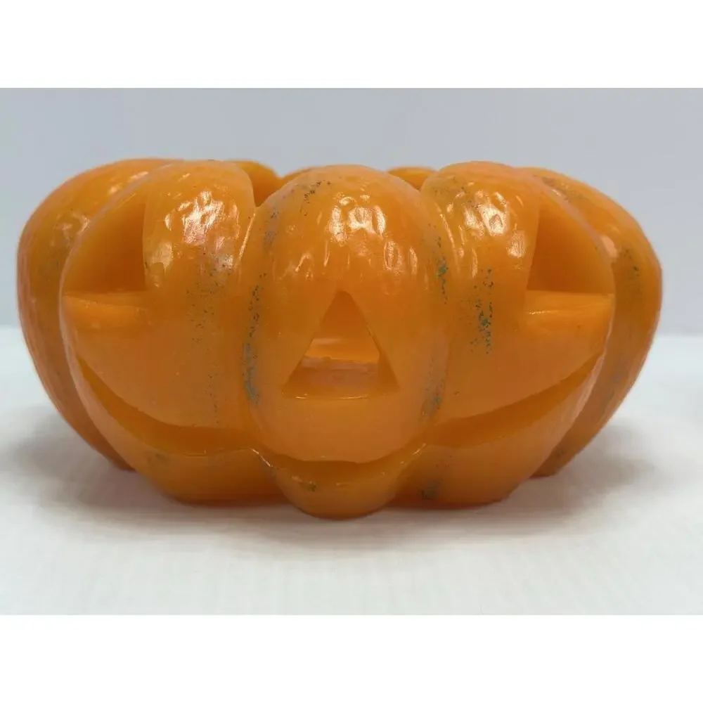 3 VTG Wax Jack o lantern Halloween Pumpkin Luminary‎ Electric Tea Light Holder
